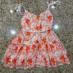 Orange Floral Mini Dress